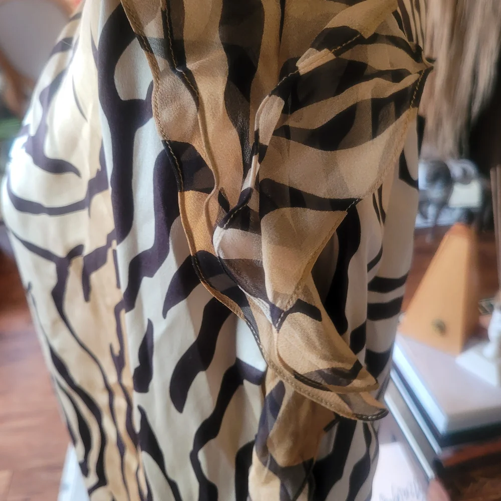 Thomas Wylde Gold and Black Zebra Print Blouse NWT - Picture 4 of 6